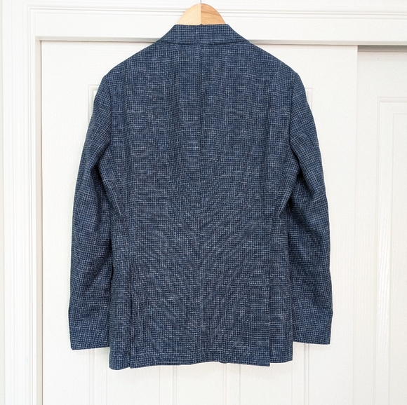 BOSS Hutson Slim Fit Blue Wool Cotton Linen Blend Sport Suit Coat Mens Jacket 38 - Picture 8 of 16